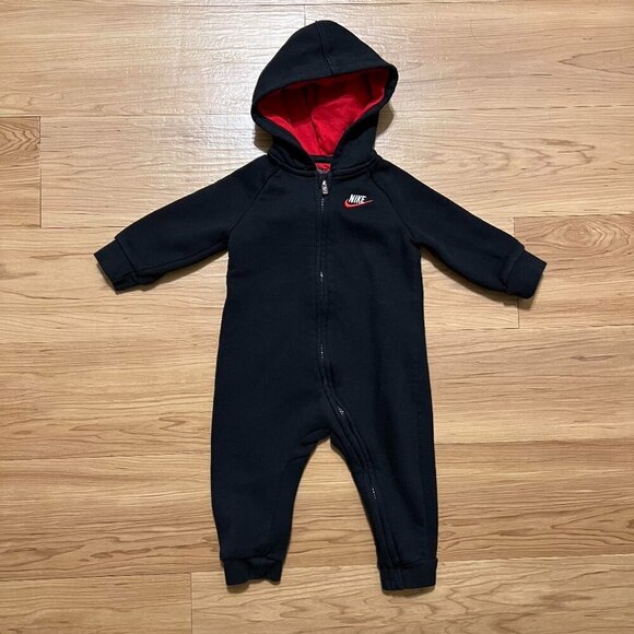 Nike swoosh infant coverall full zip up hoodie - Picture 1 of 7